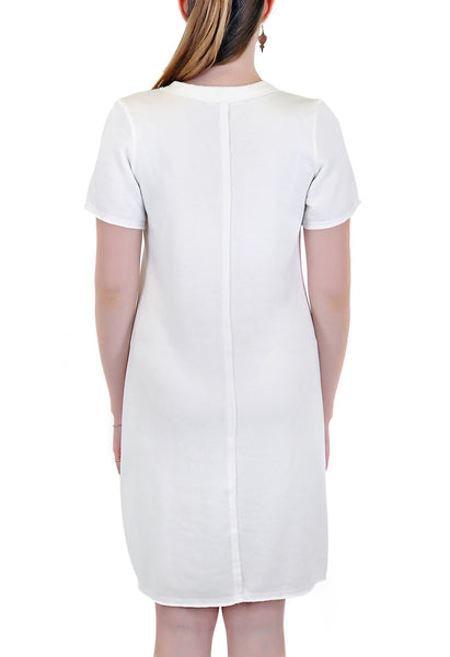 SHORT SLEEVE V NECK DRESS