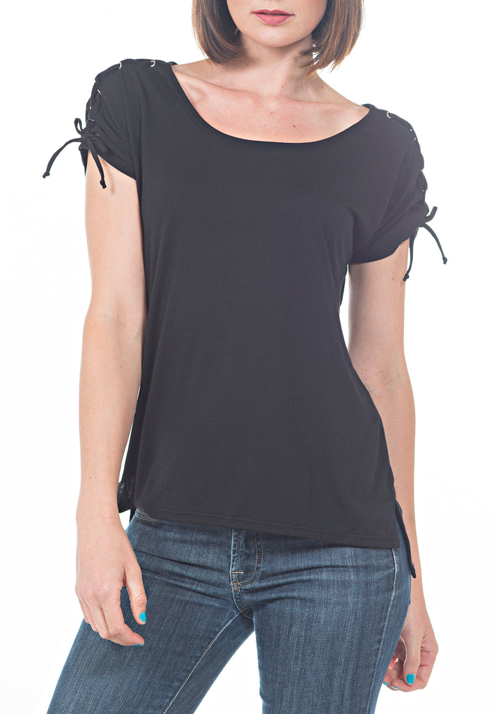 SOLID TEE W TIE LACE