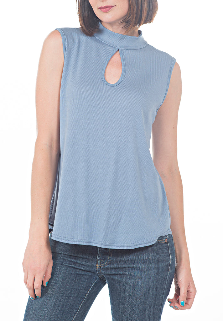 Keyhole Mock Neck Tank