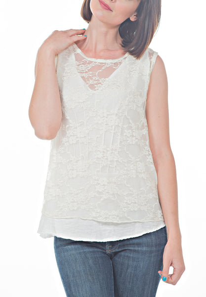 LAYERED LACE TANK - PTJ TREND: Women's Designer Clothing