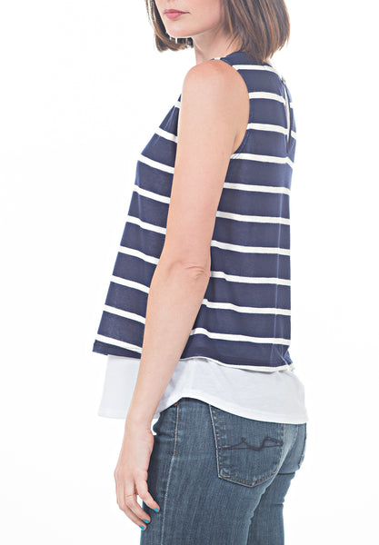 Striped Tank w Under-layer - PTJ TREND: Women's Designer Clothing