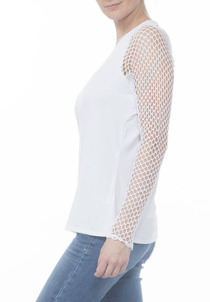 VNECK TOP W CROCHET SLV - PTJ TREND: Women's Designer Clothing