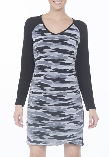 SHIRRED CAMO DRESS - PTJ TREND: Women's Designer Clothing