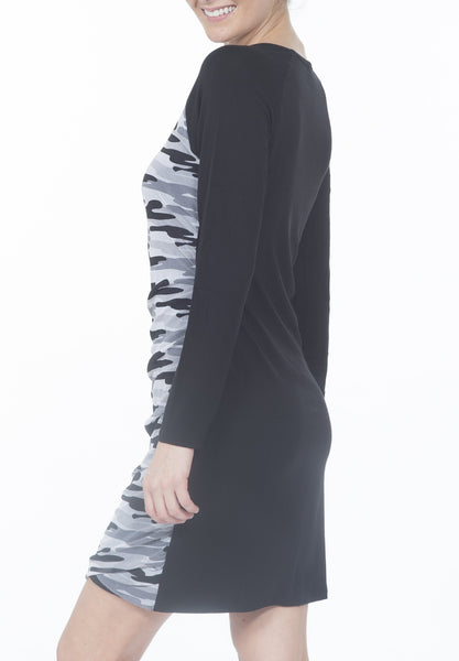 SHIRRED CAMO DRESS - PTJ TREND: Women's Designer Clothing