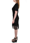 SHORT SLEEVE MID LENGTH DRESS LACE SHEATH