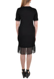 SHORT SLEEVE MID LENGTH DRESS LACE SHEATH