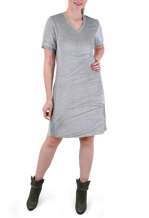 SHORT SLEEVE V-NECK DRESS