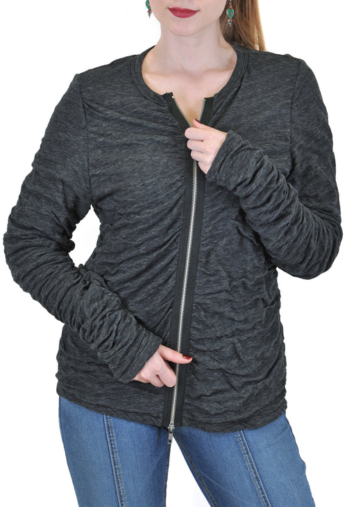 LONG SLEEVE  DOUBLE FACE ZIP UP CARDIGAN