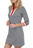 QUARTER SLEEVE STRIPES MINI DRESS