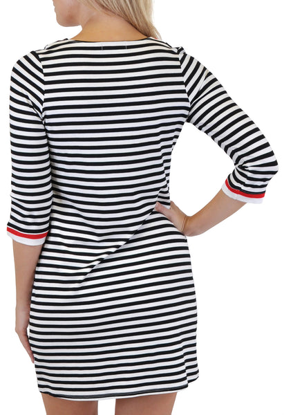 QUARTER SLEEVE STRIPES MINI DRESS