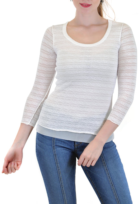 LONG SLEEVE CREW RIB WITH FRONT LAYERS RUFFLE