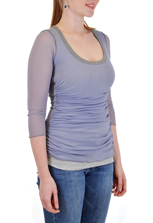 SCOOP NECK RUCHED TOP