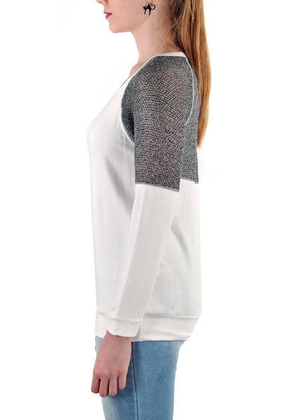 LONG SLEEVE TOP  SILVER INSERT