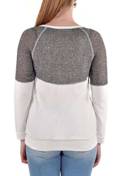 LONG SLEEVE TOP  SILVER INSERT