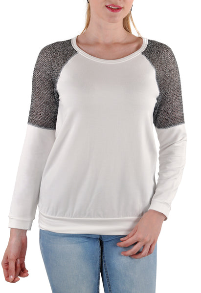 LONG SLEEVE TOP  SILVER INSERT