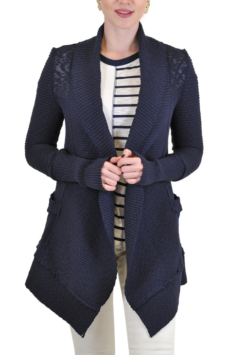 Navy Ribbed Cardigan