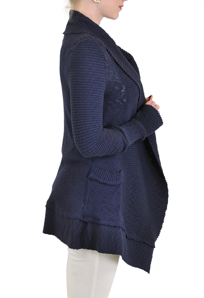 Navy Ribbed Cardigan