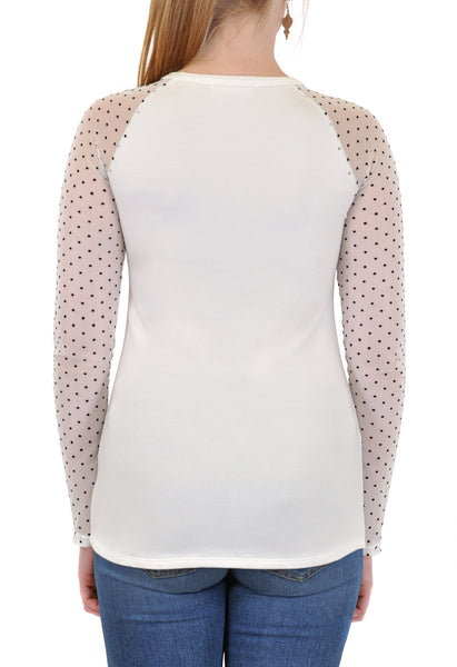 LONG SLEEVE CREW MESH DOTS SLEEVES