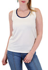 TANK WITH NAVY NECKLINE