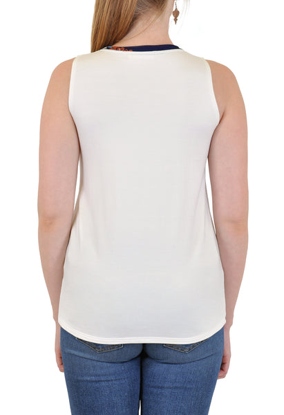TANK WITH NAVY NECKLINE