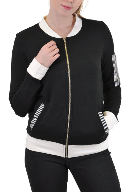 ZIP-UP BOMBER JACKET CONTRAST COLOR