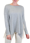 Crochet Side Trim Crew Neck
