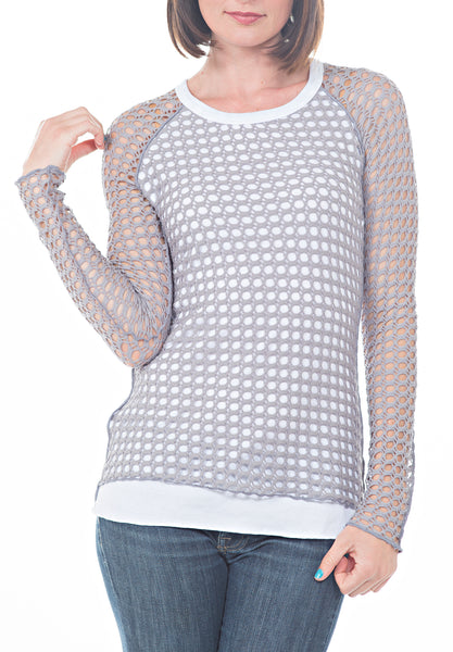 CROCHET BASEBALL TEE - PTJ TREND: Women's Designer Clothing