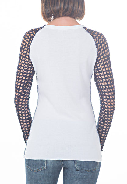 CROCHET BASEBALL TEE - PTJ TREND: Women's Designer Clothing