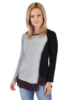 LONG SLEEVE COLORBLOCK FRINGE TRIM