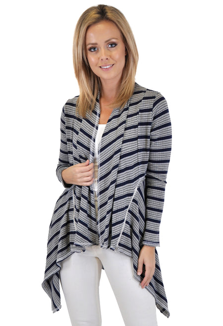 LONG SLEEVE V NECK STRIPES BLOCKED