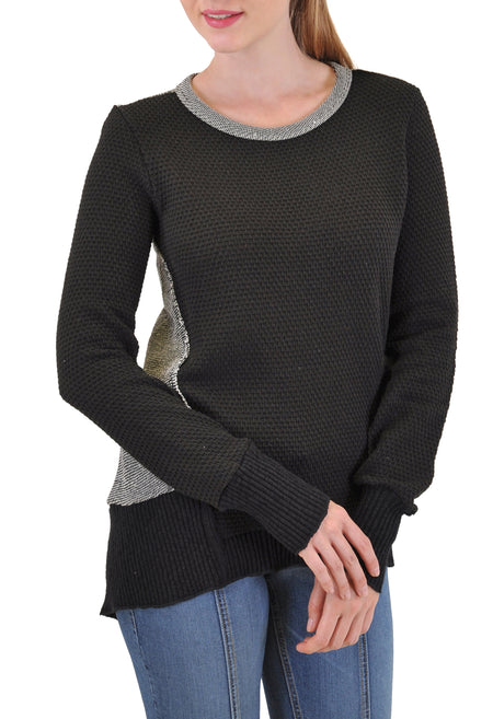 3/4 SLEEVE CREW NECK STRIPE TOP