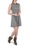 SLEEVELESS DRESS MIXED STRIPES