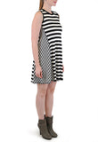 SLEEVELESS DRESS MIXED STRIPES