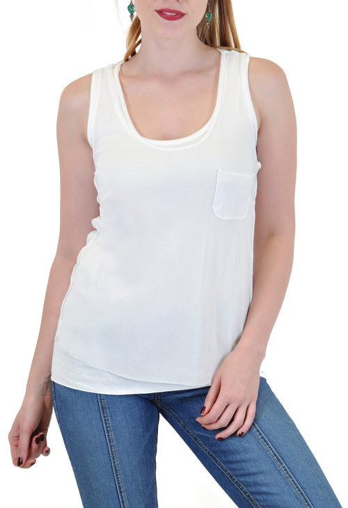 LAYERED TANK WITH FRONT POCKET