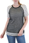 SHORT SLEEVE BASEBALL TEE MIXED MEDIA