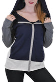 LONG SLEEVE SNAP FRONT COLOR BLOCKED HOODIE