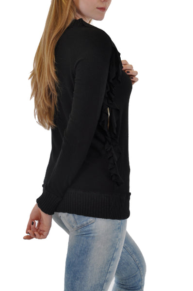 LONG SLEEVE CREW WITH SIDE RUFFLE DESIGN