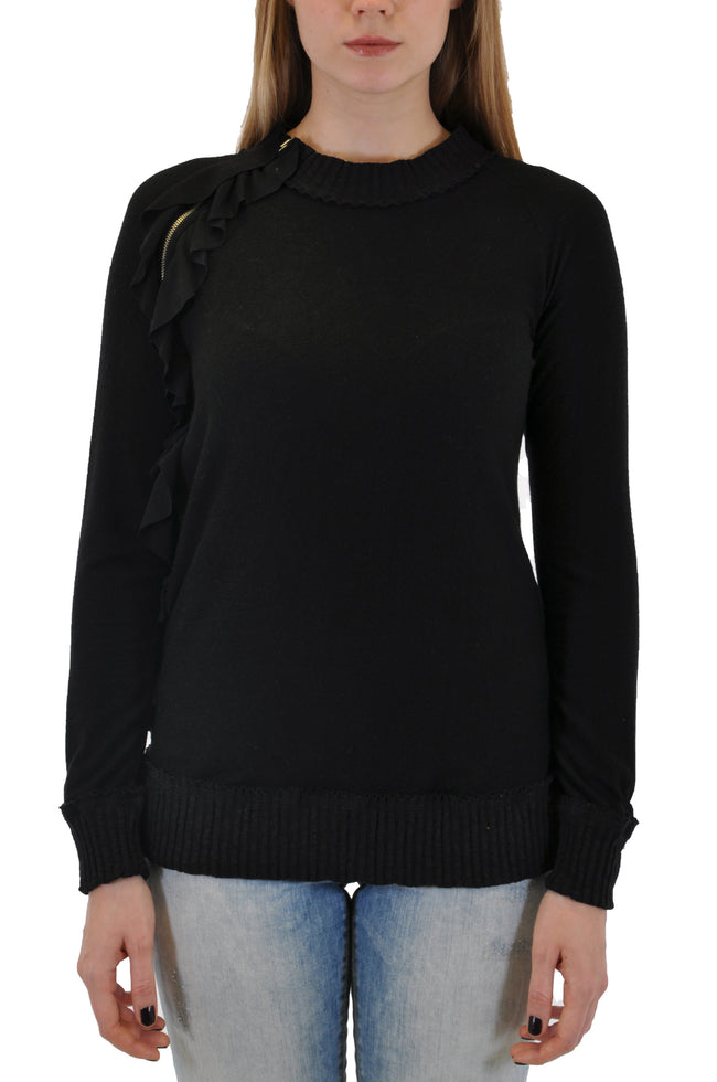 LONG SLEEVE CREW WITH SIDE RUFFLE DESIGN