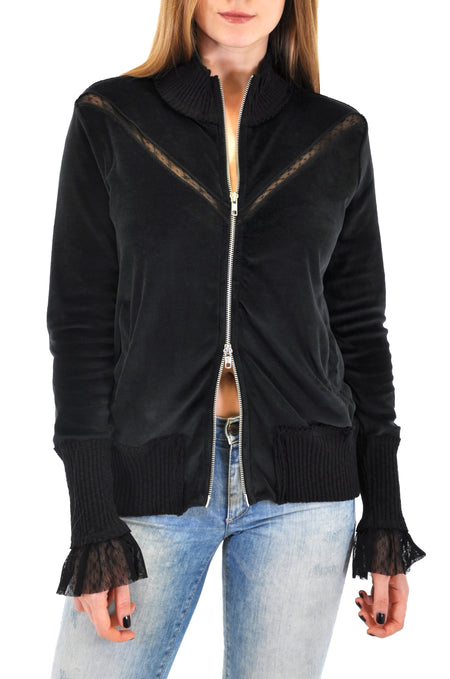 LONG SLEEVE CREW RIB WITH FRONT LAYERS RUFFLE