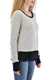 LONG SLEEVE CREW NECK SWEATER LACE TRIMMED