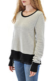 LONG SLEEVE CREW NECK SWEATER LACE TRIMMED