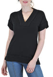 SHORT SLEEVE V NECK RIB TRIM