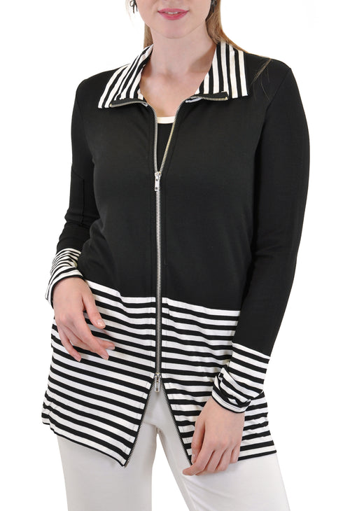 LONG SLEEVE JACKET STRIPE BLOCKED JACKET