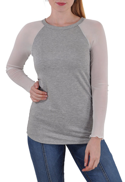 LONG SLEEVE BASEBALL TEE MESH SLEEVES