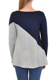 LONG SLEEVE TOP ASYMMETRICAL COLOR BLOCKED