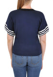 SHORT SLEEVE CREW NECK STRIPE SLEEVE