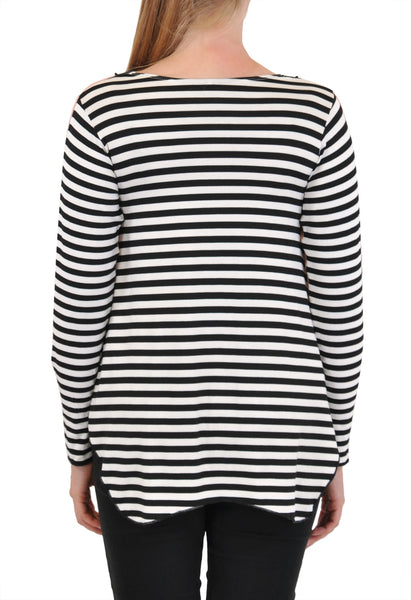 LONG SLEEVE  CREW NECK STRIPES BACK