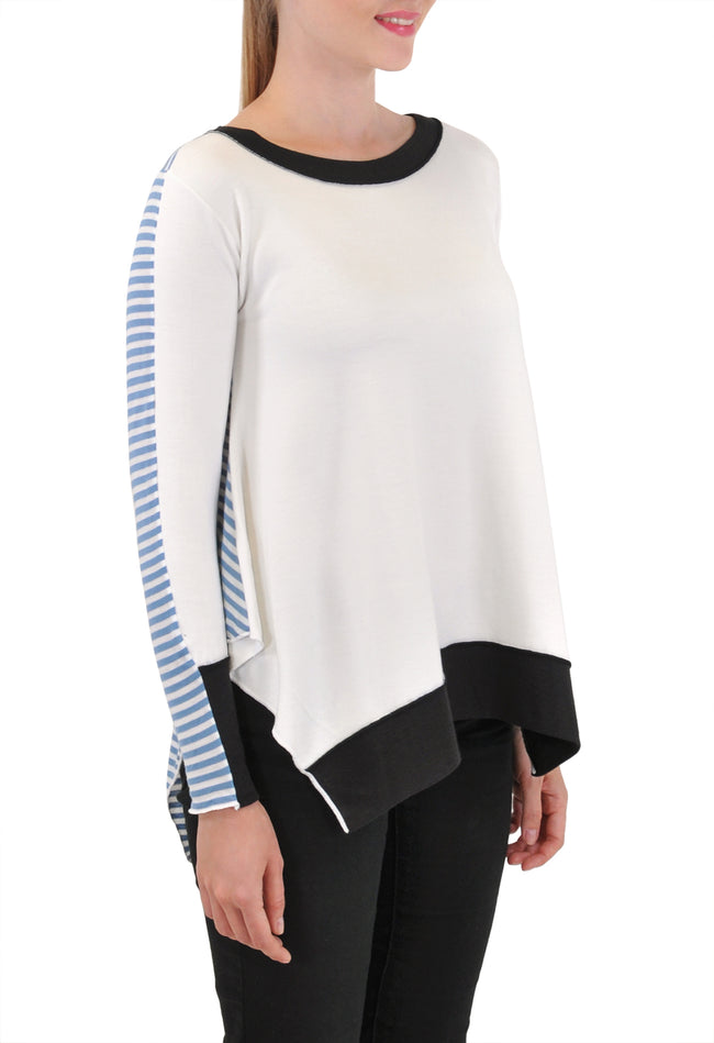 LONG SLEEVE  CREW NECK STRIPES BACK