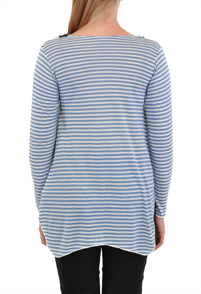 LONG SLEEVE  CREW NECK STRIPES BACK