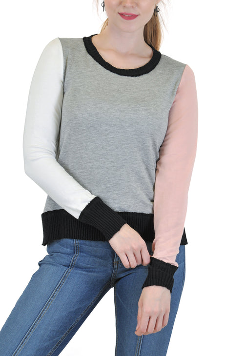 LONG SLEEVE COLOR BLOCK TOP